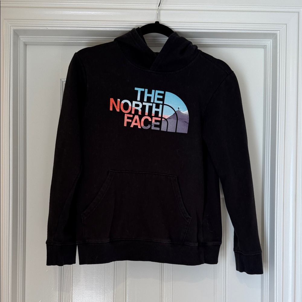 The North Face Black Hoodie with Colorful Logo